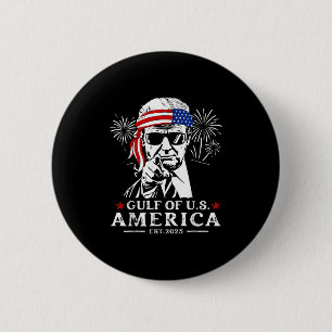Badge Rond 5 Cm Amusant Trump Golfe Des Etats-Unis 2025 Joyeux 4èm