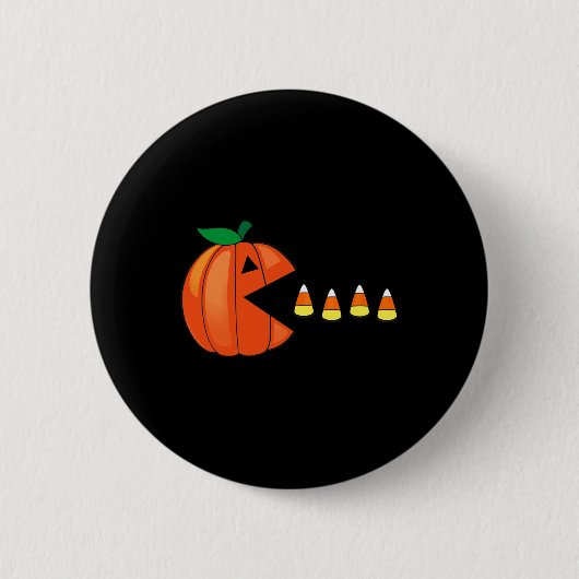 Badge Rond 5 Cm Amusants Halloween Citrouille Manger Candy Corn (Devant)