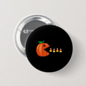 Badge Rond 5 Cm Amusants Halloween Citrouille Manger Candy Corn (Devant & derrière)