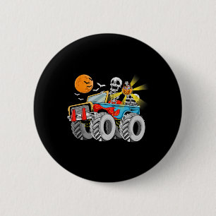 Badge Rond 5 Cm Amusants Halloween Squelette Monstre-Camion Enfant