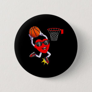 Badge Rond 5 Cm Amusants Heart Dunking Basketball Sport Amateurs V