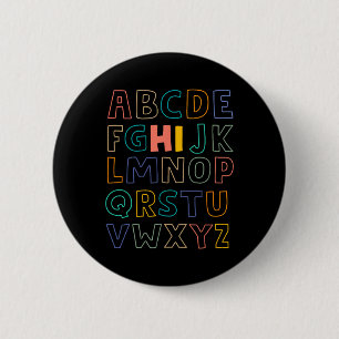 Badge Rond 5 Cm Amusants Pré K Kindergarten Hi Alphabet Retour À L