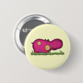 Badge Rond 5 Cm amusement d'hippopotame (Devant & derrière)