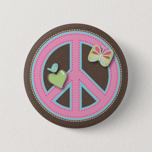 Badge Rond 5 Cm Amusement peu de Pin de signe de paix (Devant)