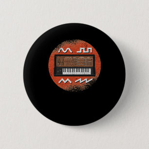 Badge Rond 5 Cm Analog Retro Synthesizer Envelope Waveforms Synths