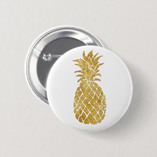 Badge Rond 5 Cm ananas doré (Devant & derrière)