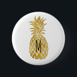 Badge Rond 5 Cm ananas doré monogramme<br><div class="desc">ananas doré monogramme</div>