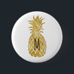Badge Rond 5 Cm ananas doré monogramme<br><div class="desc">ananas doré monogramme</div>