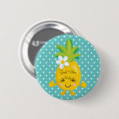 Badge Rond 5 Cm Ananas Good Vibes uniquement pois (Devant & derrière)
