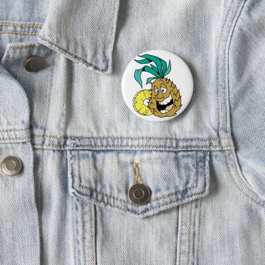 Badge Rond 5 Cm Ananas heureux (En situation)