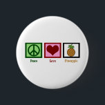 Badge Rond 5 Cm Ananas Peace Love<br><div class="desc">J'adore manger de l'ananas,  c'est ma nourriture préférée. Un joli cadeau de fruit hawaïen.</div>