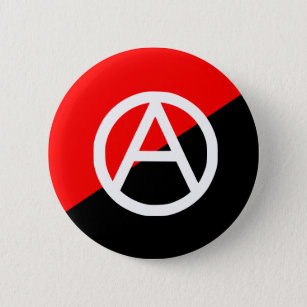 Badge Rond 5 Cm Anarchie noire et blanche rouge de drapeau