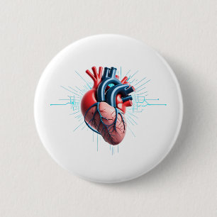Badge Rond 5 Cm Anatomical Heart – Artistic Medical Illustration