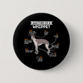 Badge Rond 5 Cm anatomy of a whippet dog funny dog log (Devant)