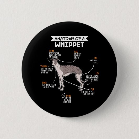 Badge Rond 5 Cm anatomy of a whippet dog funny dog log (Devant)