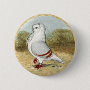 Badge Rond 5 Cm Ancien Chien allemand Pigeon dans la ronde