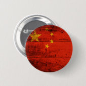 Badge Rond 5 Cm Ancien drapeau de la Chine en bois (Devant & derrière)
