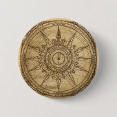 Badge Rond 5 Cm Ancien Rose Compass (Devant)