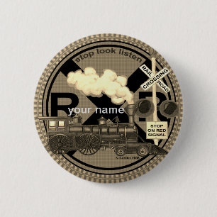 Badge Rond 5 Cm Ancien Train bouton épinglé