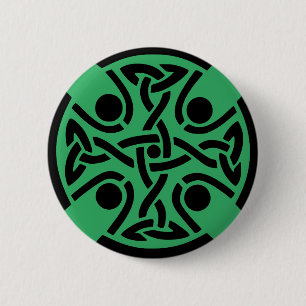 Badge Rond 5 Cm Ancienne Croix Celtique à Entrelacs d'Art Fin