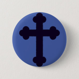 Badge Rond 5 Cm Ancienne croix chrétienne violette
