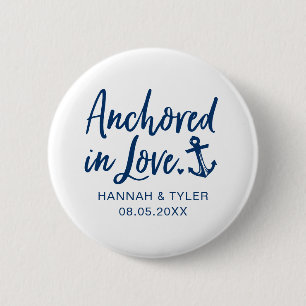Badge Rond 5 Cm Ancré Dans Love Beach Mariage Nautique