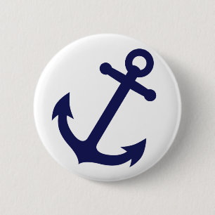 Badge Rond 5 Cm Ancre de bleu marine