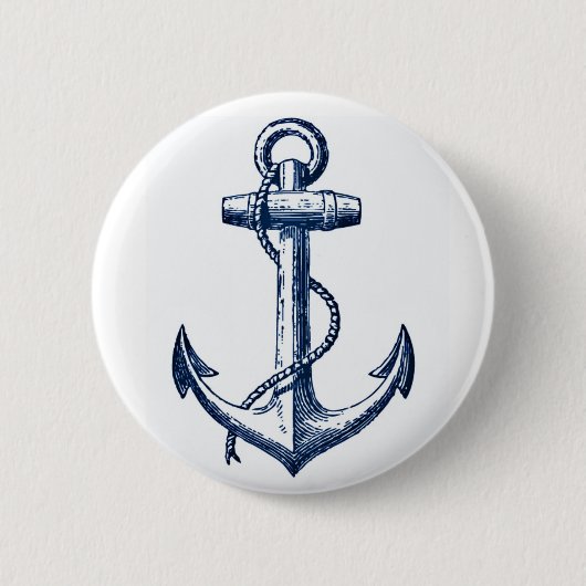 Badge Rond 5 Cm Ancre de bleu marine (Devant)
