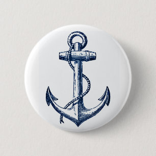 Badge Rond 5 Cm Ancre de bleu marine