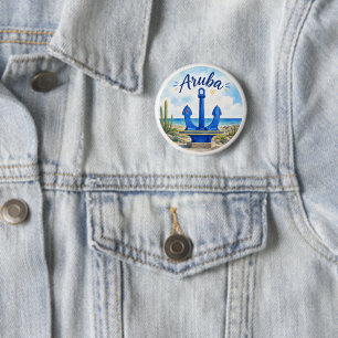 Badge Rond 5 Cm Ancre de drapeau d'Aruba souvenir de voyage île de