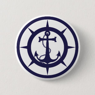 Badge Rond 5 Cm Ancre nautique