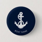 Badge Rond 5 Cm Ancre nautique Marine Blue Boat Nom Custom Swag (Devant)
