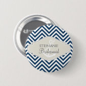 Badge Rond 5 Cm Ancre nautique moderne Preppy Chevron Stripe (Devant & derrière)