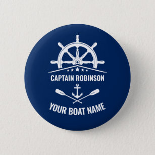 Badge Rond 5 Cm Ancre nautique Oars Helm Capitaine et nom du batea