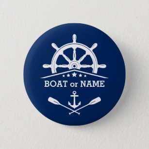 Badge Rond 5 Cm Ancre nautique Oars Helm Votre nom ou Bateau Marin