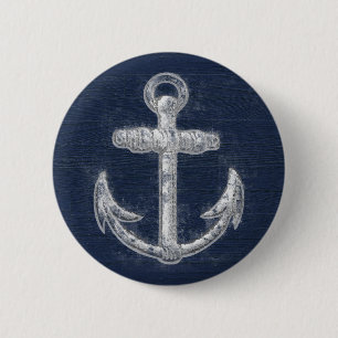 Badge Rond 5 Cm Ancre nautique vintage