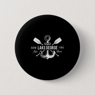 Badge Rond 5 Cm Ancre nautique vintage croix rames Lake George neu
