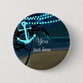 Badge Rond 5 Cm Ancre Plage & Palm Trees Bouton Nuit Clair Pin (Devant)