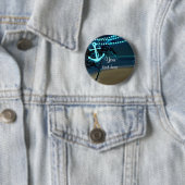Badge Rond 5 Cm Ancre Plage & Palm Trees Bouton Nuit Clair Pin (En situation)