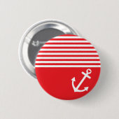 Badge Rond 5 Cm Ancre rouge d'amour nautique (Devant & derrière)