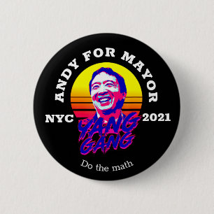 Badge Rond 5 Cm Andrew Yang pour le maire du NYC 2021