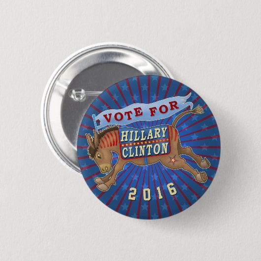 Badge Rond 5 Cm Âne 2016 de président Démocrate de Hillary Clinton (Devant & derrière)