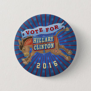 Badge Rond 5 Cm Âne 2016 de président Démocrate de Hillary Clinton