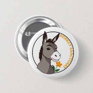 Badge Rond 5 Cm Âne et fleur nom personnalisé