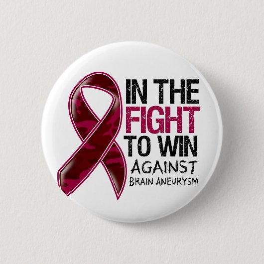 Badge Rond 5 Cm Aneurysme Cerveau - Lutte Pour Gagner (Devant)