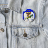 Badge Rond 5 Cm Ange Airedale Terrier (En situation)