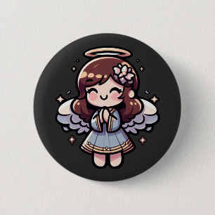 Badge Rond 5 Cm Ange Anime Cherubic - angélique, kawaii,
