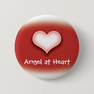 Badge Rond 5 Cm Ange au bouton de coeur