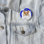 Badge Rond 5 Cm Ange Corgi (En situation)