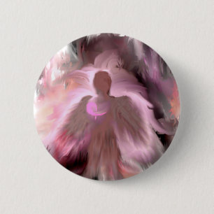 Badge Rond 5 Cm Ange de cancer du sein